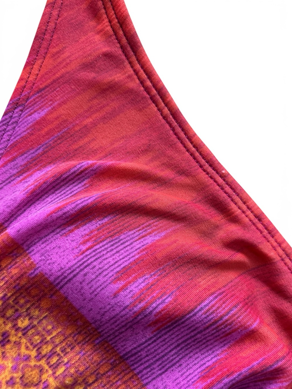 Athleta Ultraviolet Purple & Rust Geometric Triangle Print Bikini Top - Size S - Picture 3 of 3
